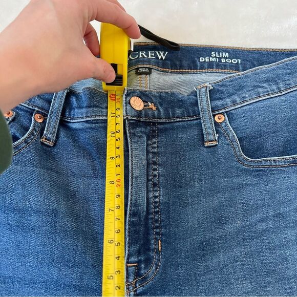 J. Crew Slim Demi Boot Blue Jeans 32 raw hem plus size  comfortable high rise - Picture 7 of 8